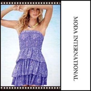 👗Moda International Strapless Ruffle Mini Dress